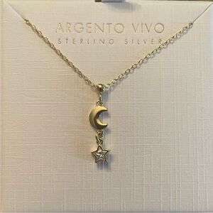 NIB: Argento Vivo Sterling Silver Moon & Star Necklace